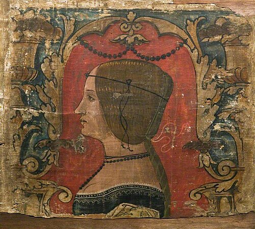 Profile Bust of a Lady Facing Left (one of 29 painted panels from a frieze), 1500, 