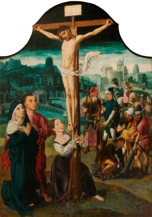 The Crucifixion with Mary Magdalen at the Foot of the Cross (triptych, centre panel), 1500, 