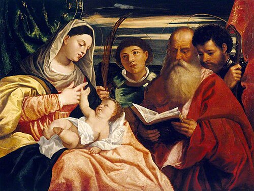 The Madonna and Child with Saints Stephen, Jerome and Maurice, 1520, 