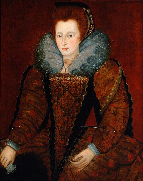 Portrait of an Unknown Lady Holding a Fan and a Flower (possibly Elizabeth I), 1590, 