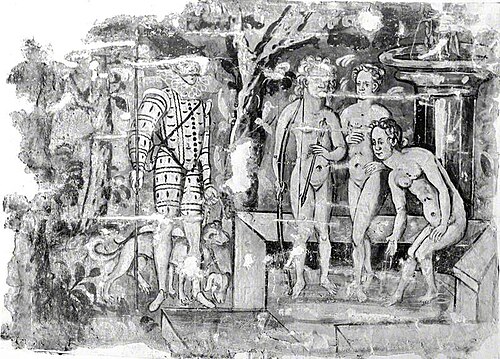 Actaeon and Diana (from Stodmarsh Court, Kent), 1600, 