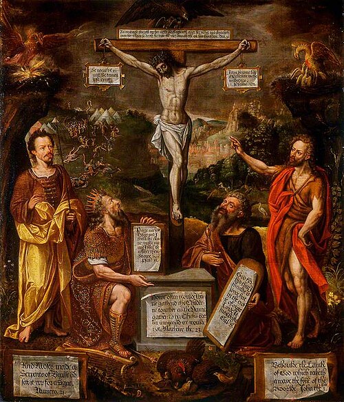 The Crucifixion with Moses, David, Saint Paul and Saint John the Baptist, 1600, 