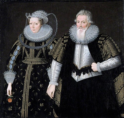 Sir Thomas Mansel (1556–1631), and Jane, née Pole, Lady Mansel, 1625, 