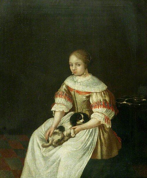 A Lady Seated Holding a Small Dog, 1666, 