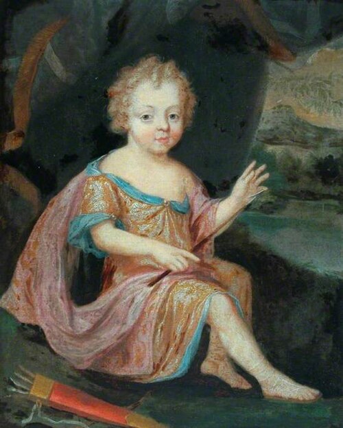 Young Boy as Cupid, Wearing a Red and Gold Dress, 1700, 