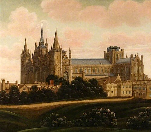 Peterborough Cathedral from the South East, Cambridgeshire, 1700, 