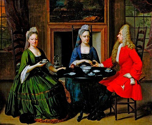 Two Ladies and an Officer Seated at Tea, 1717, 