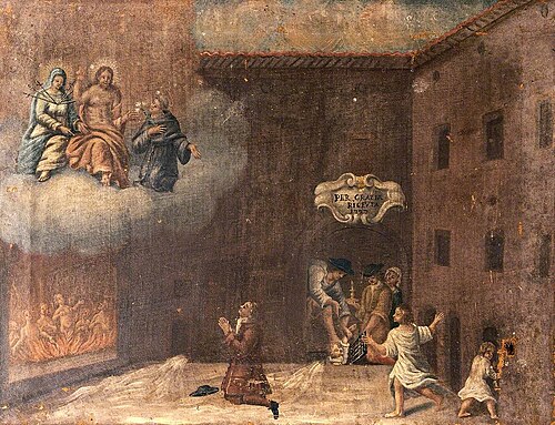 A Man Praying to the Virgin and a Monastic Saint to Save a Child Trapped beneath a Drain-Grid, 1727, 