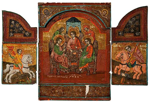 Icon with the Old Testament Trinity (The Hospitality of Abraham) (triptych), 1768, 