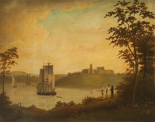 Lancaster from Skerton with a Sailing Ship, 1780, 