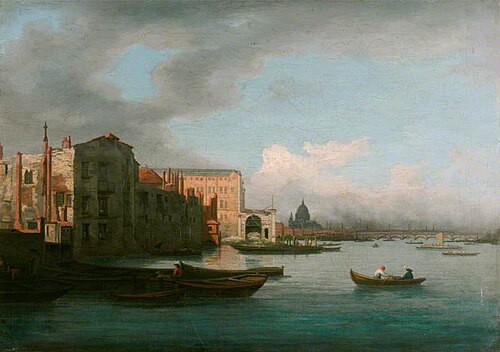 The Thames Looking Eastwards, with Somerset House, 1785, 