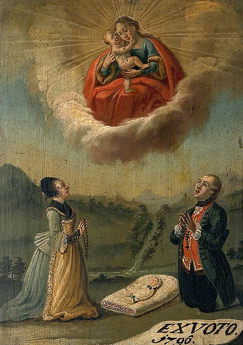 A Man and a Woman Praying to the Virgin and Child for the Life of Their Swaddled Baby, 1796, 
