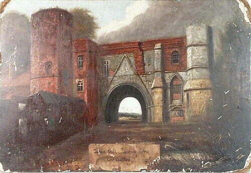 Leper's Gate, Reading Abbey, Berkshire, Gateway before Restoration, 1810, 
