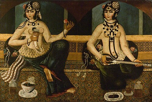 A Qajar Portrait of Two Girls, 1812, 