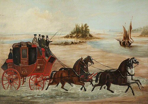 Coach Crossing Lancaster Sands, 1820, 
