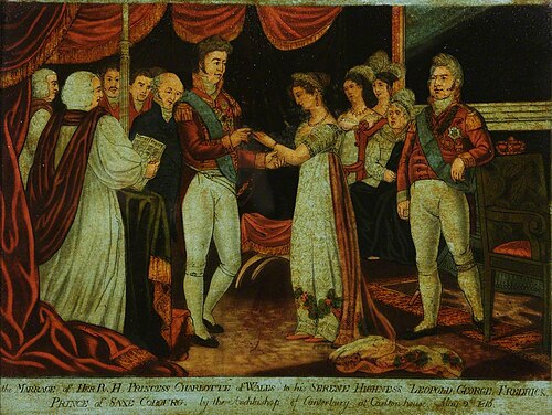 The Marriage of Princess Charlotte and Prince Leopold in the Crimson State Room, Carlton House, 1816, 