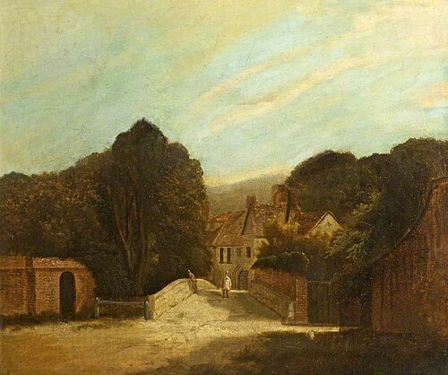 Crane Bridge, Salisbury, with Church House Beyond, 1830, 