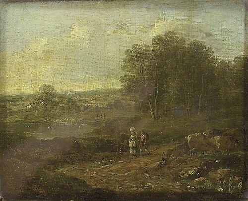 Landscape with two Figures walking along a Track, 1830, 
