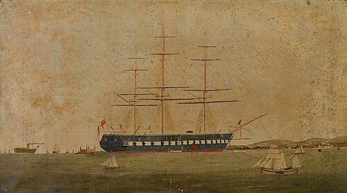 British Naval Warship in the Mediterranean, 1830, 