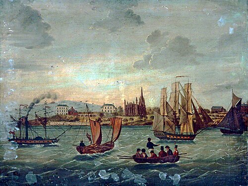 Birkenhead from the River Mersey, Wirral, 1830, 