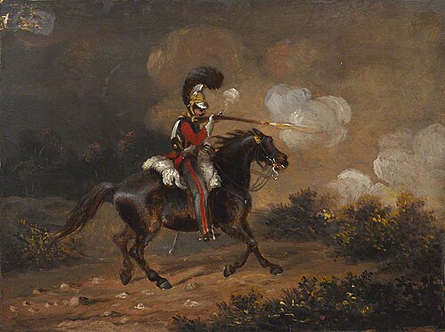 Trooper of 1st Life Guards Firing a Carbine, 1830, 