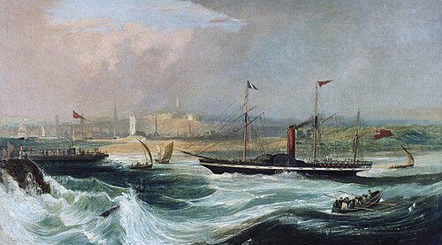 Paddle Steamer 'Sovereign' Entering Aberdeen Harbour, 1836, 
