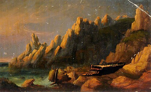 The Wreck of the 'Flora' of Jersey in La Rosiere, St Brelade, 1851, 