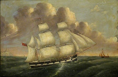 Merchant Navy Barque Sailing off Flamborough Head, East Riding of Yorkshire, 1860, 