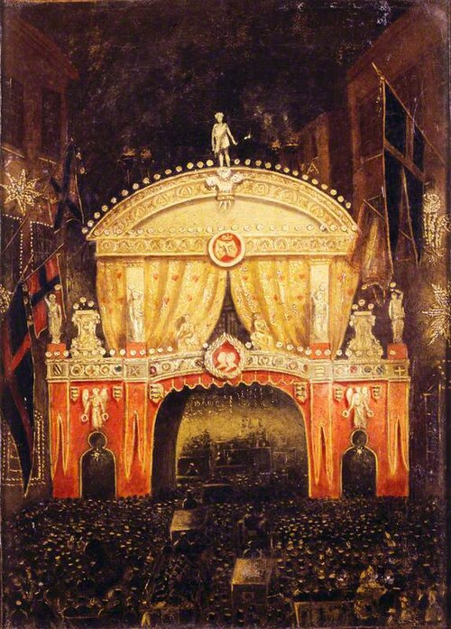 Temple Bar, London, Illuminated for the Marriage of the Prince of Wales, 11 March 1863, 1864, 