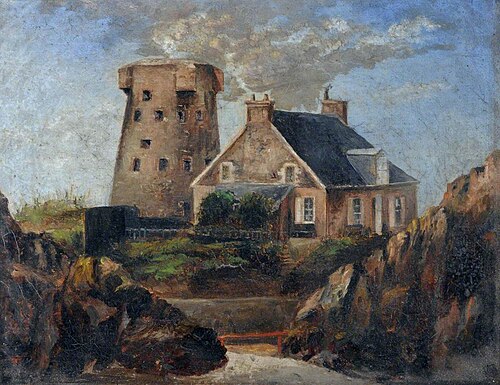 Martello Tower and Cottage, La Rocque, Jersey, 1880, 