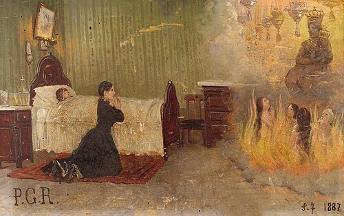 A Woman Praying for a Child, with Intercessors in a Fire, 1887, 