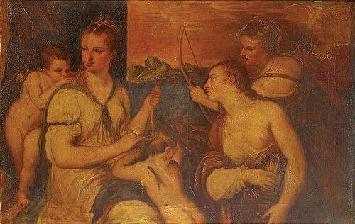 Venus blindfolding Cupid, 1600, 