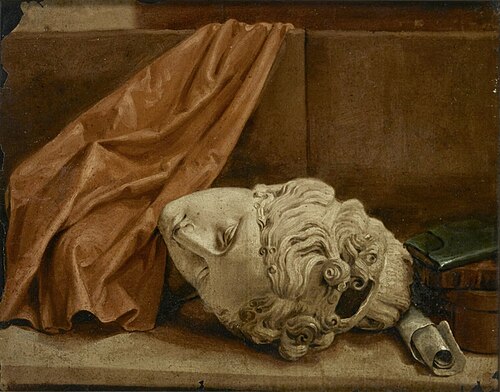 Still Life of a plaster Head and Books, 1800, 