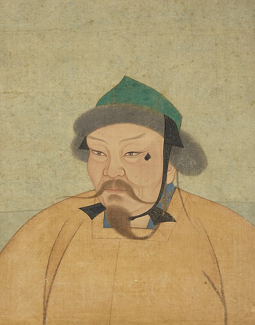 元代帝半身像册-元太宗皇帝像, 1350, 