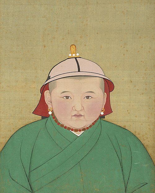 元代帝半身像册-元宁宗皇帝像, 1350, 