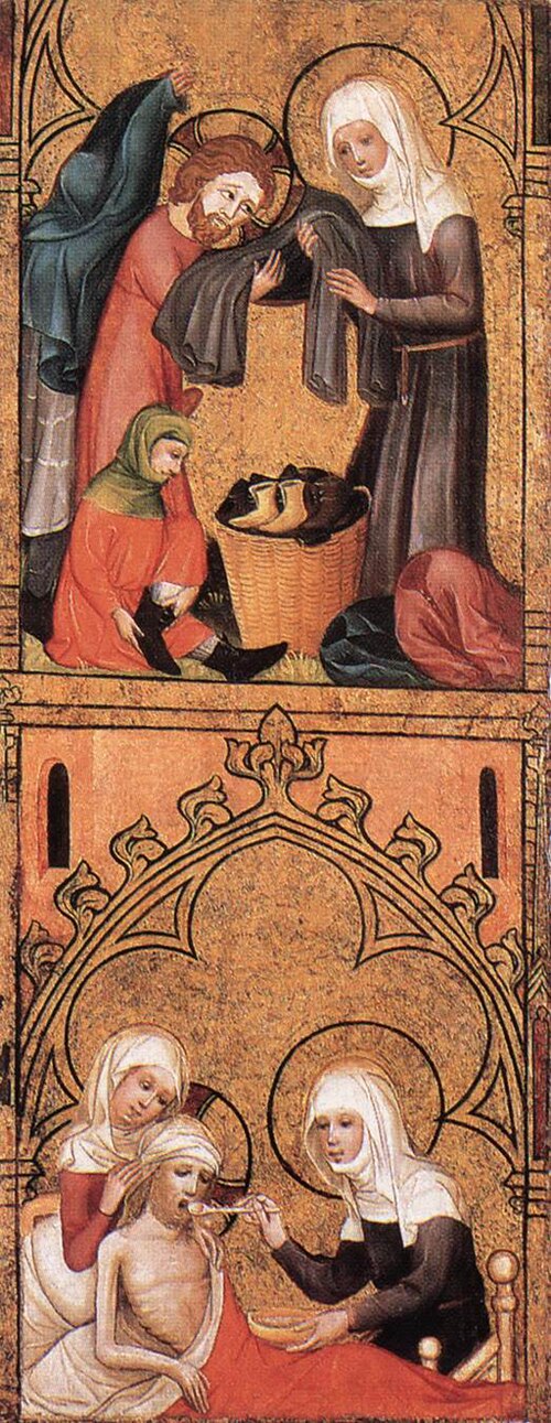 St Elizabeth Clothes the Poor and Tends the Sick, 1390, 