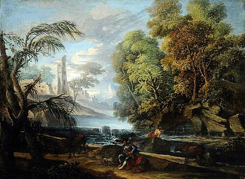River Landscape with a Herder Playing Pipes, , 