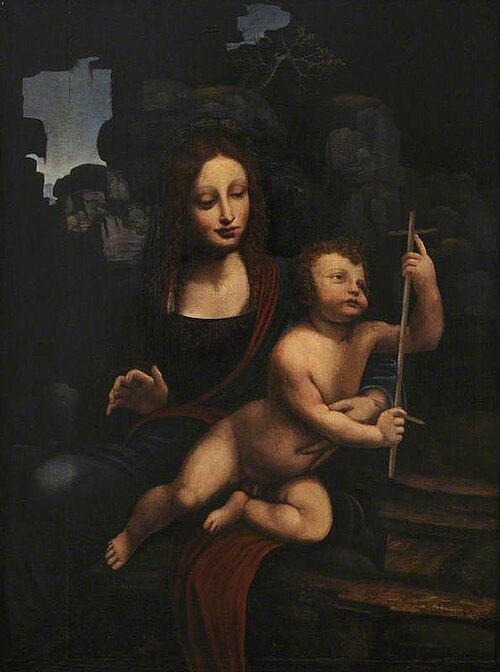 The Virgin and Child (The Madonna with the Yarn Winder), with a Background of Rocks, 1600, 