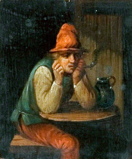 Man in a Red Hat Smoking a Pipe (dolls' house painting), 1815, 