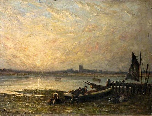 Christchurch Harbour with Priory, Dorset, 1850, 