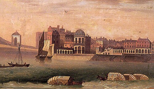 Droit House with Bathing Machines, Margate, Kent, 1800, 