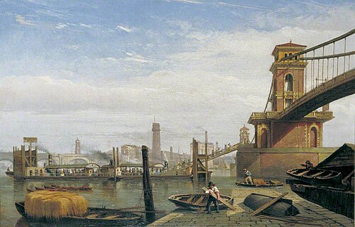 Hungerford Pier and Footbridge, London, 1850, 