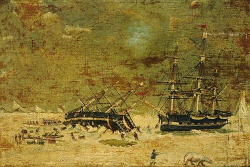 Whalers Nipped in the Ice, 1850, 