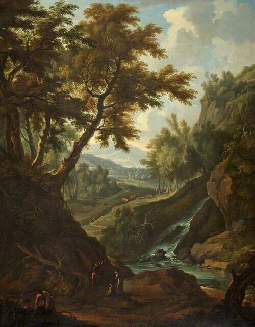 Landscape with a Waterfall and Figures, 1705, 