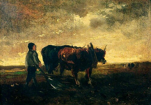 Oxen Ploughing at Evening, 1850, 
