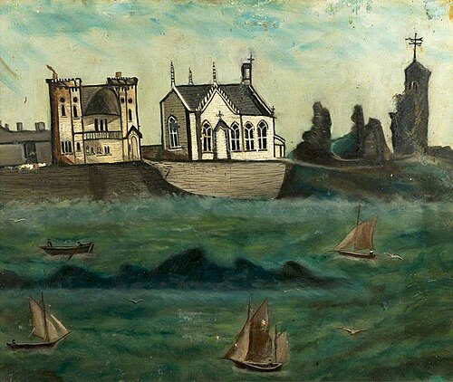 Castle House and St Michael's Church, Aberystwyth, 1850, 