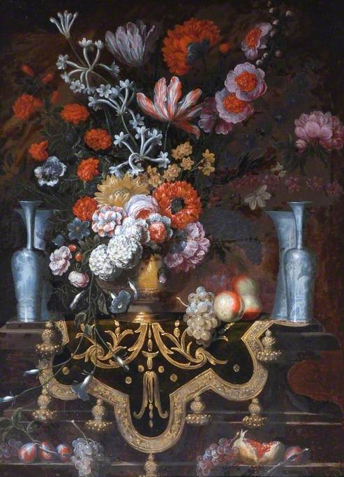 Flowers in a Gilt Vase with Porcelain Vases, 1700, 
