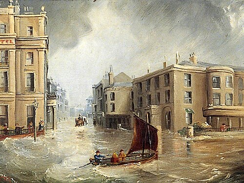 A Flood in South Street, Worthing, 1877, 