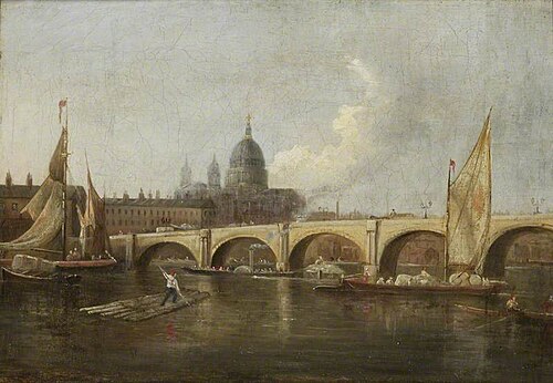 Blackfriars Bridge and St Paul's from the River, London, 1825, 