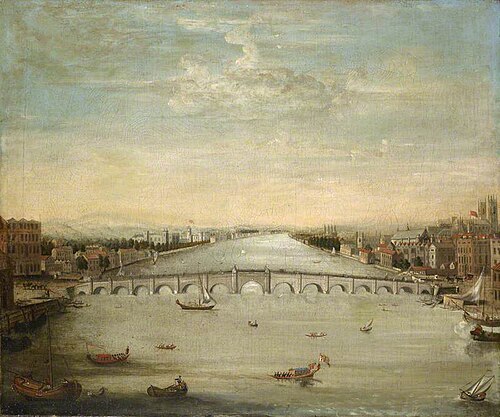 Westminster Bridge, London, from the River, Looking South, 1800, 